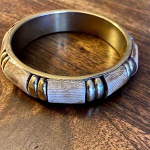 VINTAGE handcrafted bone & brass cuff bracelet